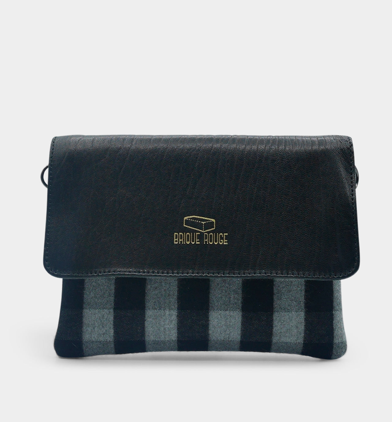 Pochette Rabat Tartan et cuir d'agneau